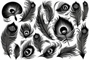 Peacock feather integrated with half moon tattoo idea