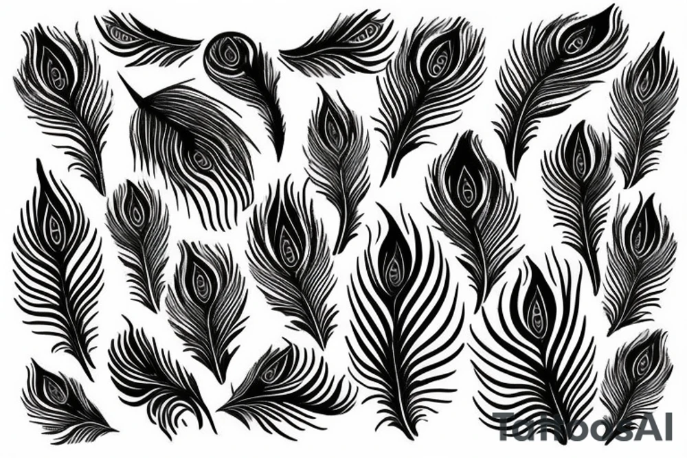 Peacock feather integrated with half moon tattoo idea