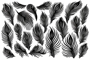 Peacock feather integrated with half moon tattoo idea