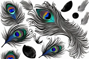 Peacock feather integrated with half moon tattoo idea