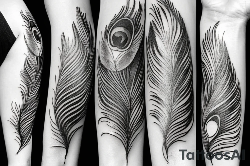 Peacock feather integrated with half moon tattoo idea