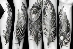 Peacock feather integrated with half moon tattoo idea