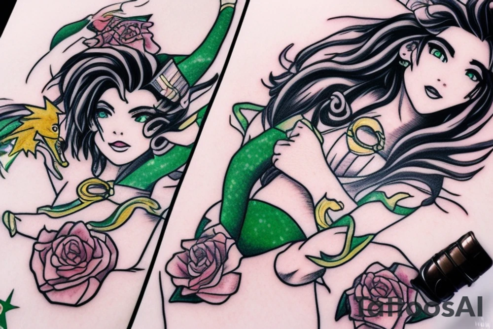 Sailor Jupiter with dragon around her with lightening tattoo idea