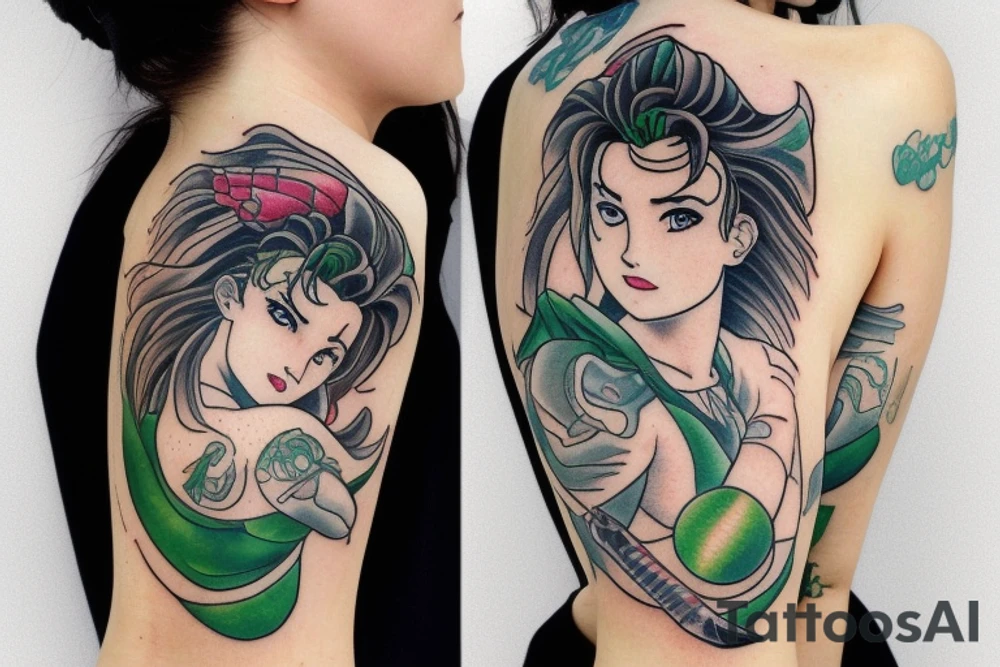 Sailor Jupiter with dragon around her with lightening tattoo idea