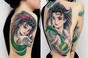Sailor Jupiter with dragon around her with lightening tattoo idea