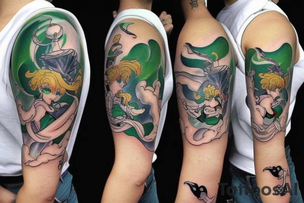 Sailor Jupiter with lightening and dragon around her tattoo idea