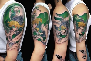 Sailor Jupiter with lightening and dragon around her tattoo idea