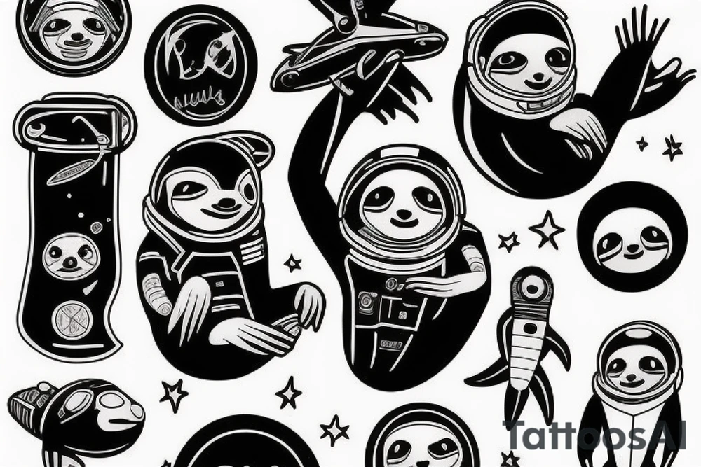 Sloth astronaut tattoo idea