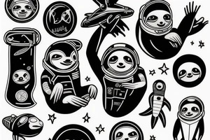 Sloth astronaut tattoo idea