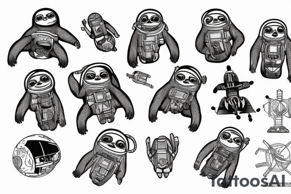 Sloth astronaut tattoo idea