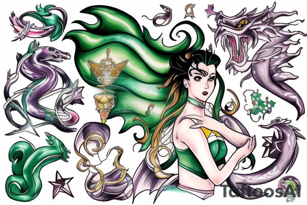 Sailor Jupiter with lightening and dragon around her tattoo idea