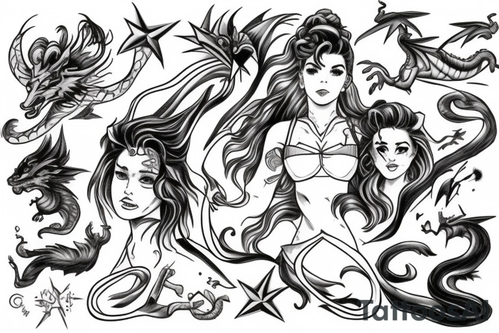 Sailor Jupiter with lightening and dragon around her tattoo idea