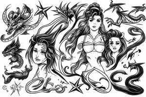 Sailor Jupiter with lightening and dragon around her tattoo idea