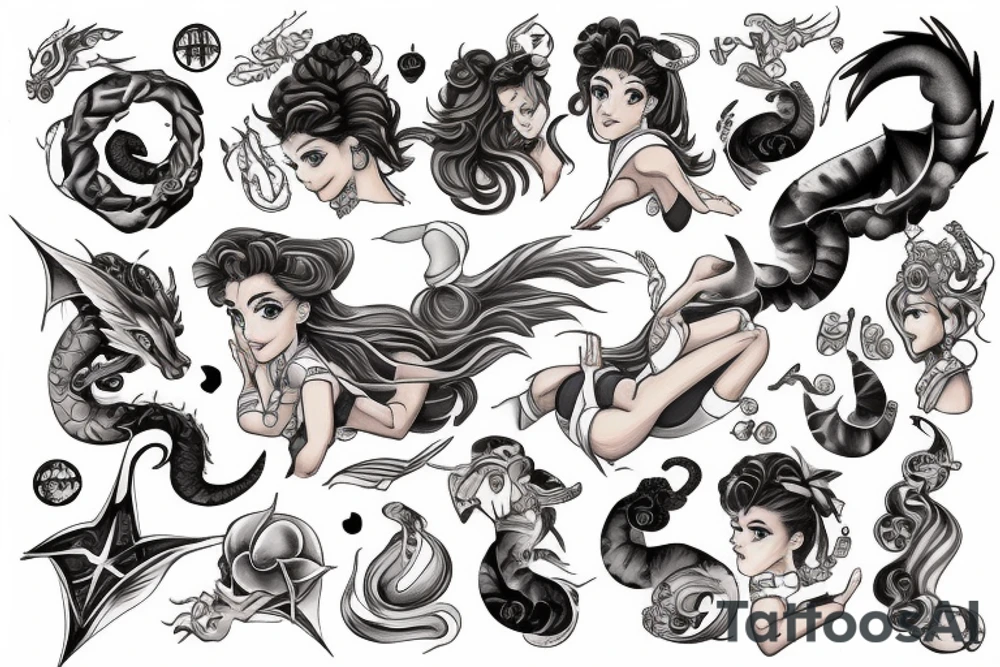 Sailor Jupiter with dragon wrapped around her tattoo idea