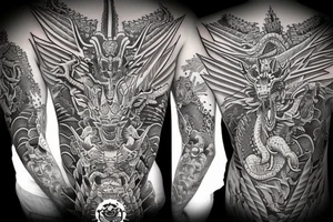 Aztec Dragon wrapped around queen crown tattoo idea