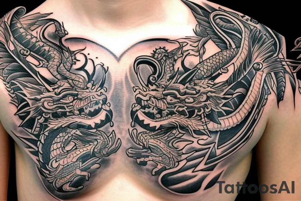 Aztec Dragon wrapped around queen crown tattoo idea