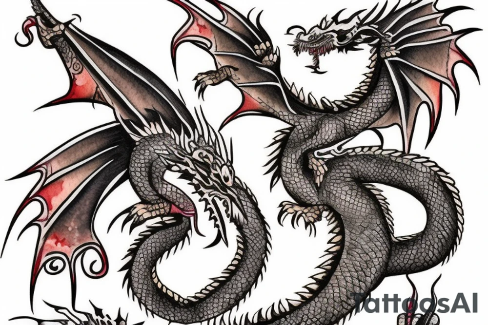 Aztec Dragon wrapped around queen crown tattoo idea