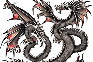 Aztec Dragon wrapped around queen crown tattoo idea