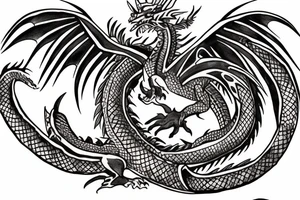 Aztec Dragon wrapped around queen crown tattoo idea