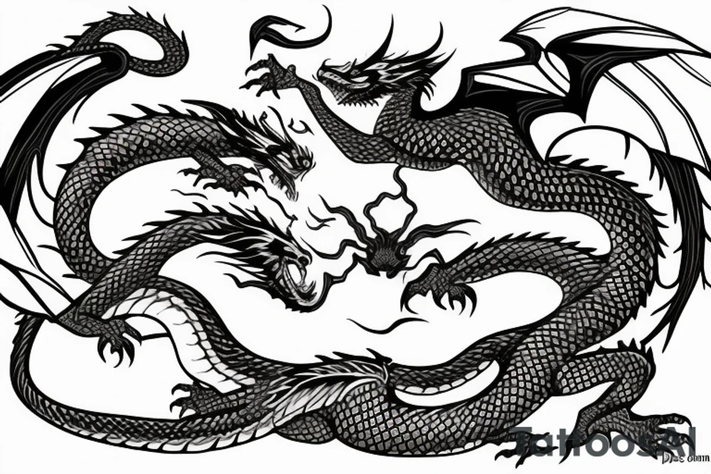 Dragon guarding family tattoo idea