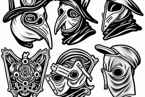 Side profile of Plague Doctor mask figure tattoo idea