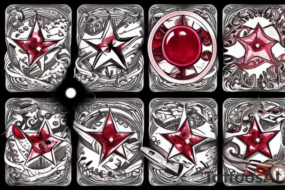 A ruby in the middle of a nautical star tattoo idea