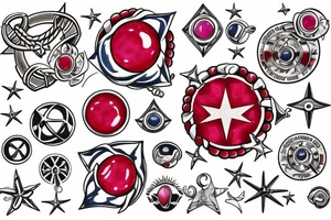 A ruby in the middle of a nautical star tattoo idea