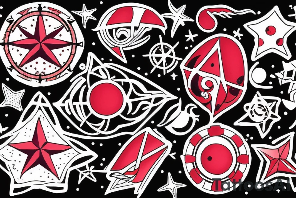 A ruby in the middle of a nautical star tattoo idea