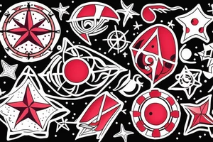 A ruby in the middle of a nautical star tattoo idea