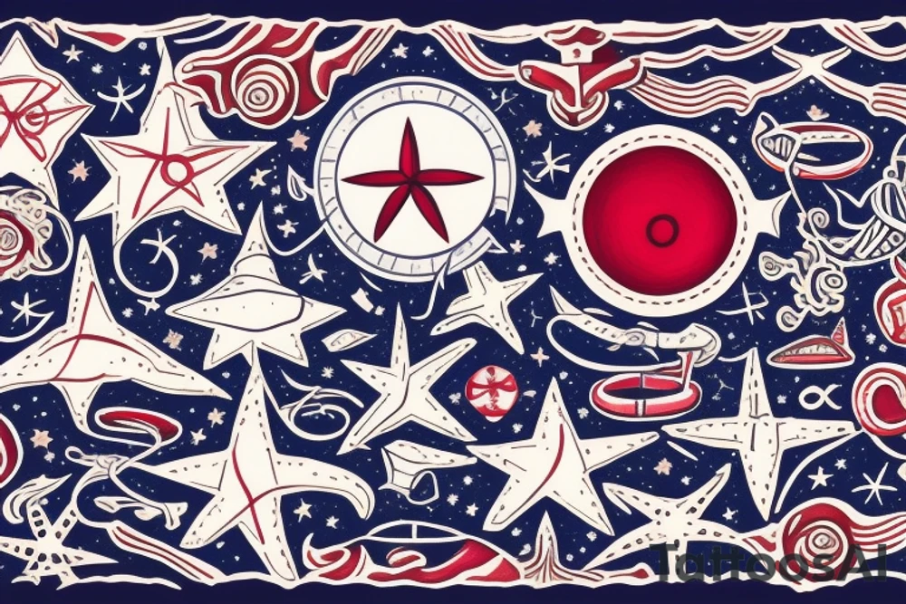 A ruby in the middle of a nautical star tattoo idea