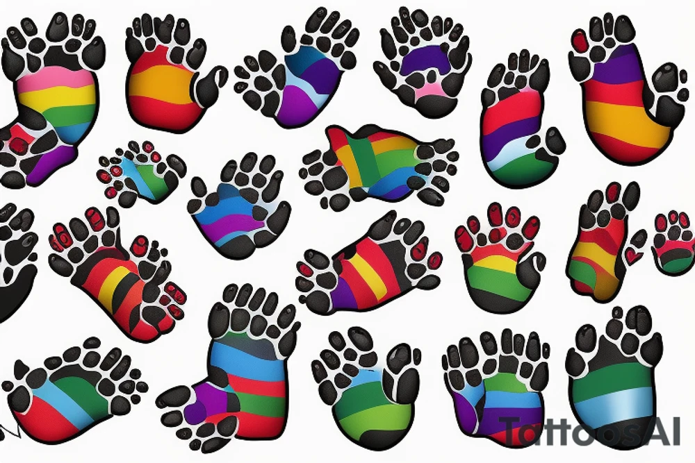 gay pride bear paw tattoo idea