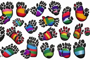 gay pride bear paw tattoo idea
