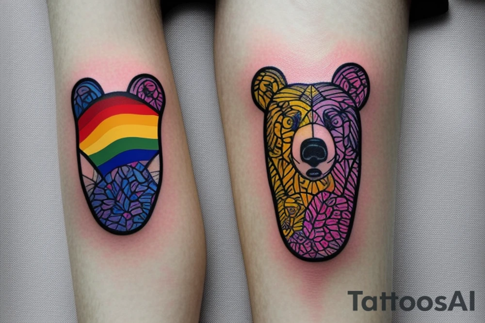 gay pride bear paw tattoo idea