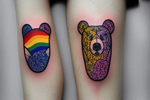 gay pride bear paw tattoo idea