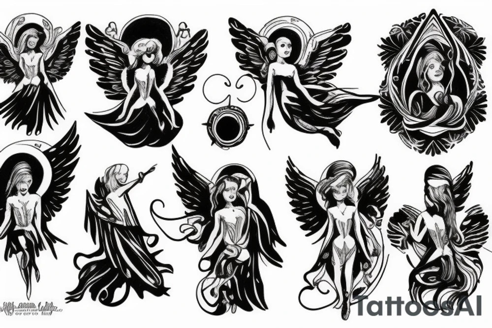 Angels in space tattoo idea