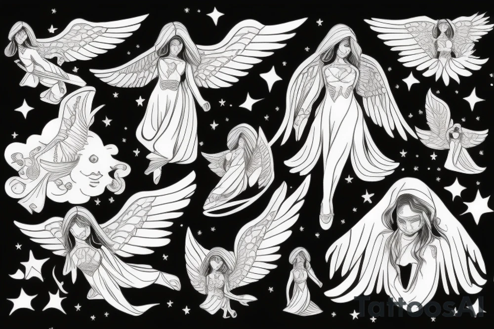 Angels in space tattoo idea
