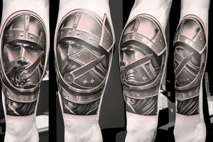 legionnaire Roman warrior with sword and shield tattoo idea