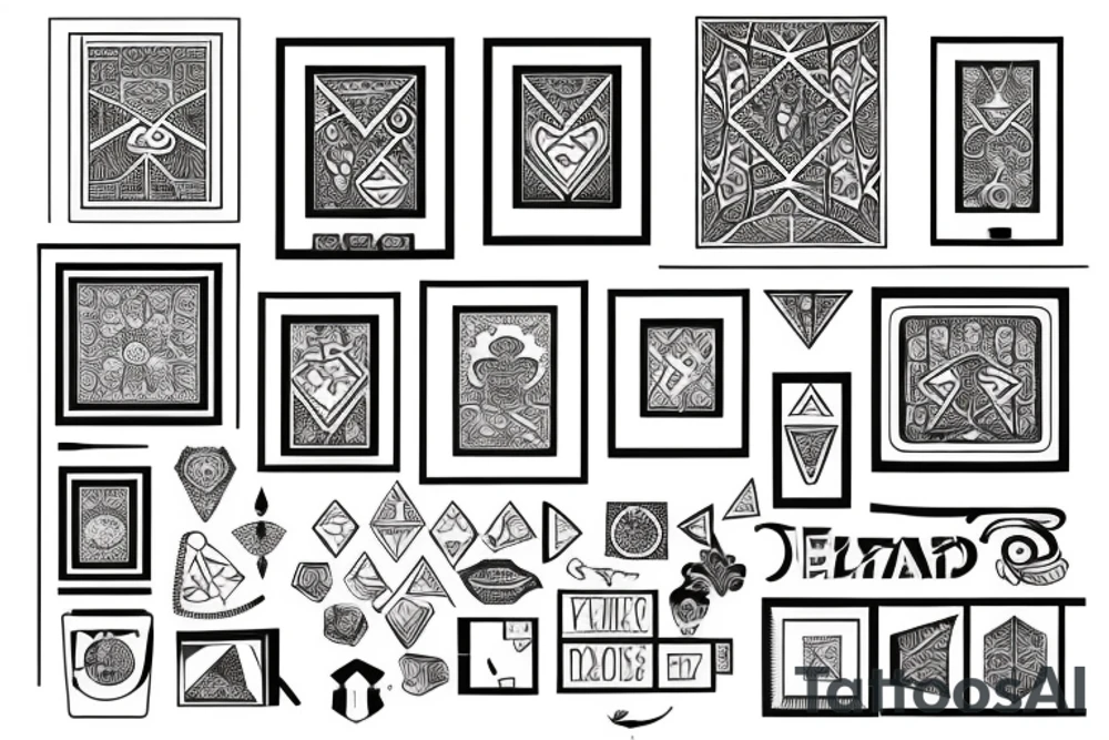 Diamond shaped ornate picture frame tattoo idea