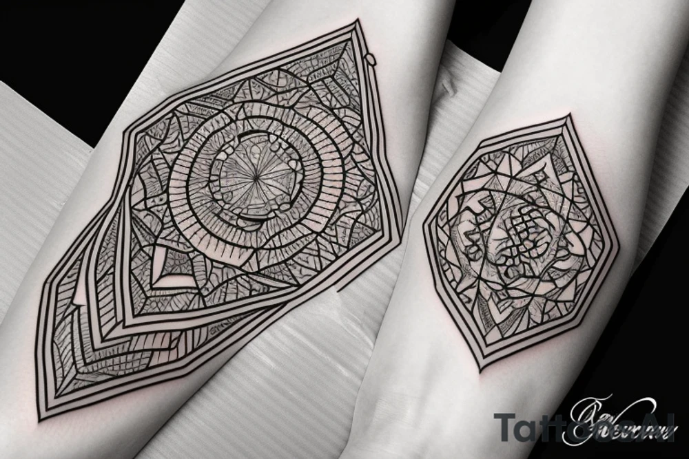 Diamond shaped ornate boarder tattoo idea