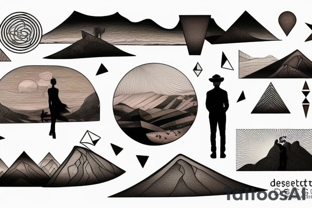 Desert landscape with person in focus tattoo idea