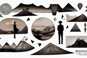 Desert landscape with person in focus tattoo idea