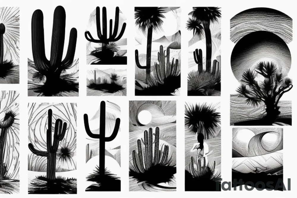 Desert landscape with person in focus tattoo idea