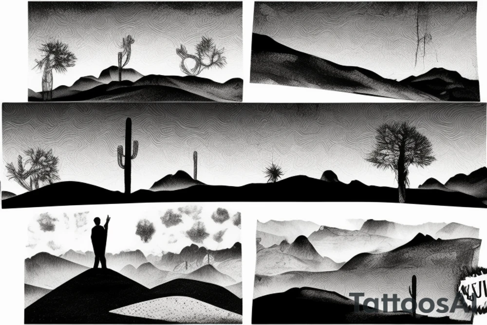Desert landscape with person in focus tattoo idea