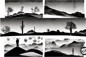 Desert landscape with person in focus tattoo idea