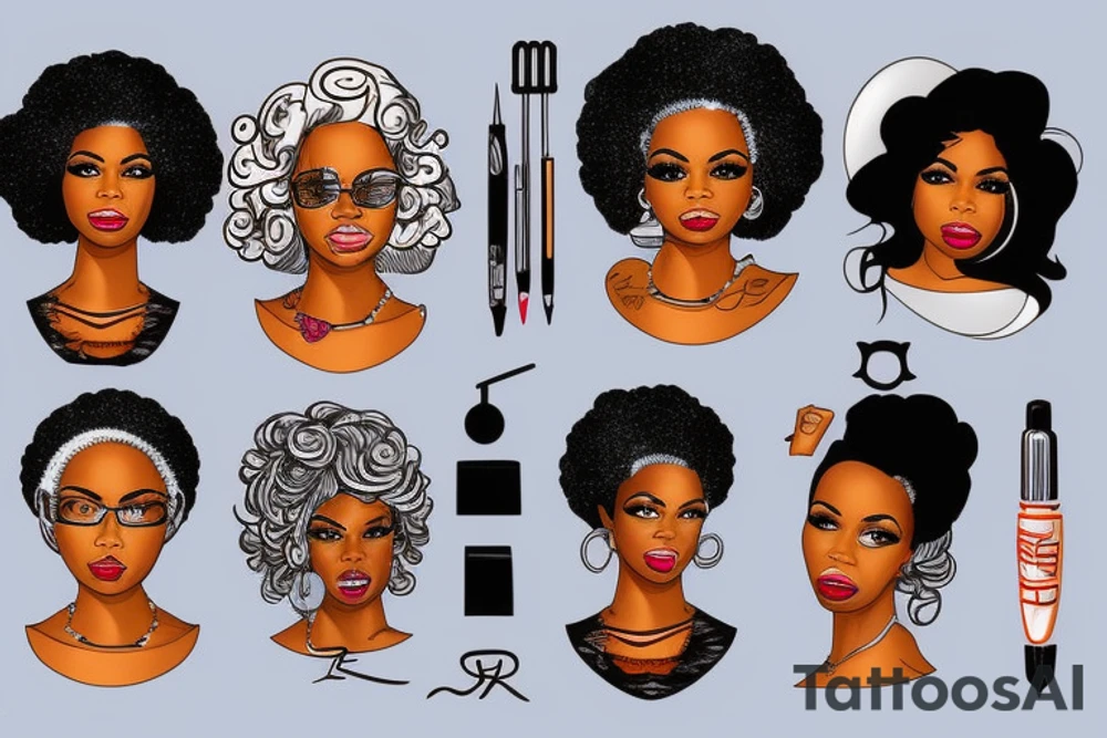 Afro-american woman portrait tattoo idea