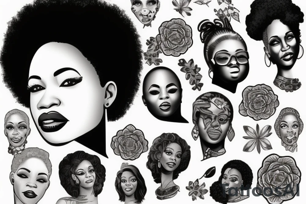 Afro-american woman portrait tattoo idea