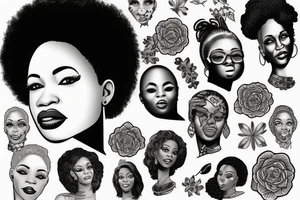 Afro-american woman portrait tattoo idea