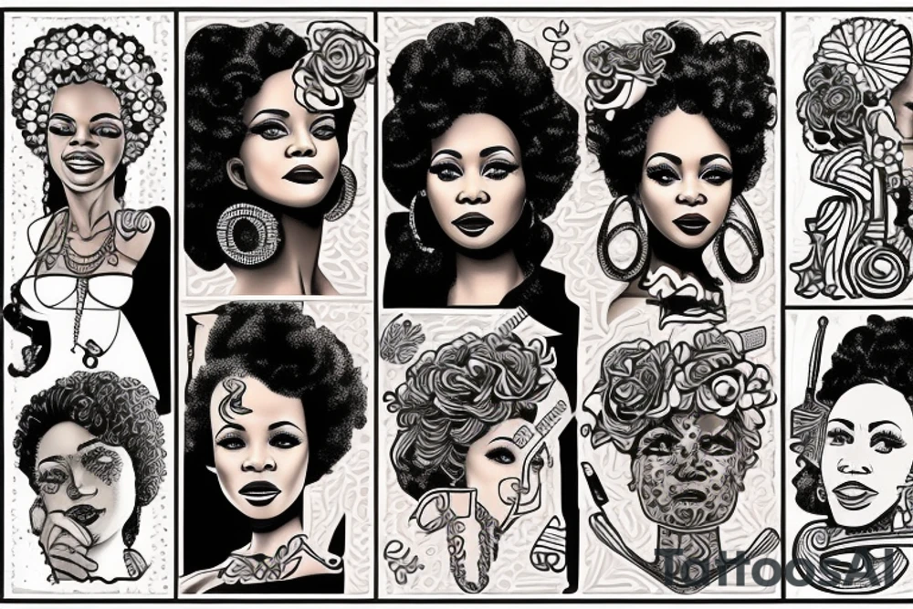 Afro-american woman portrait tattoo idea