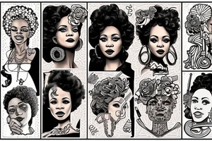 Afro-american woman portrait tattoo idea