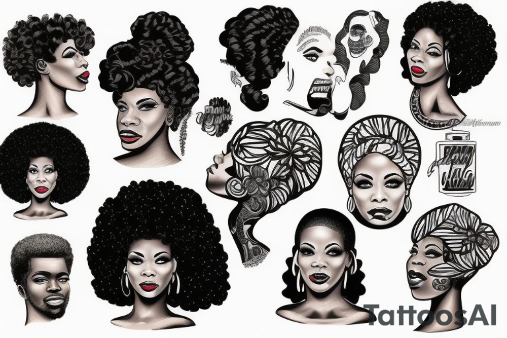 Afro-american woman portrait tattoo idea